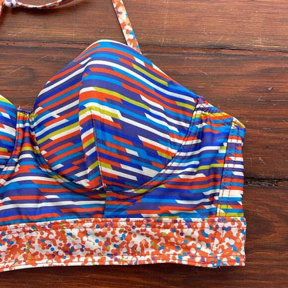 Liberty of London long line hi rise multi-print bikini swimsuit sz S - Picture 3 of 8